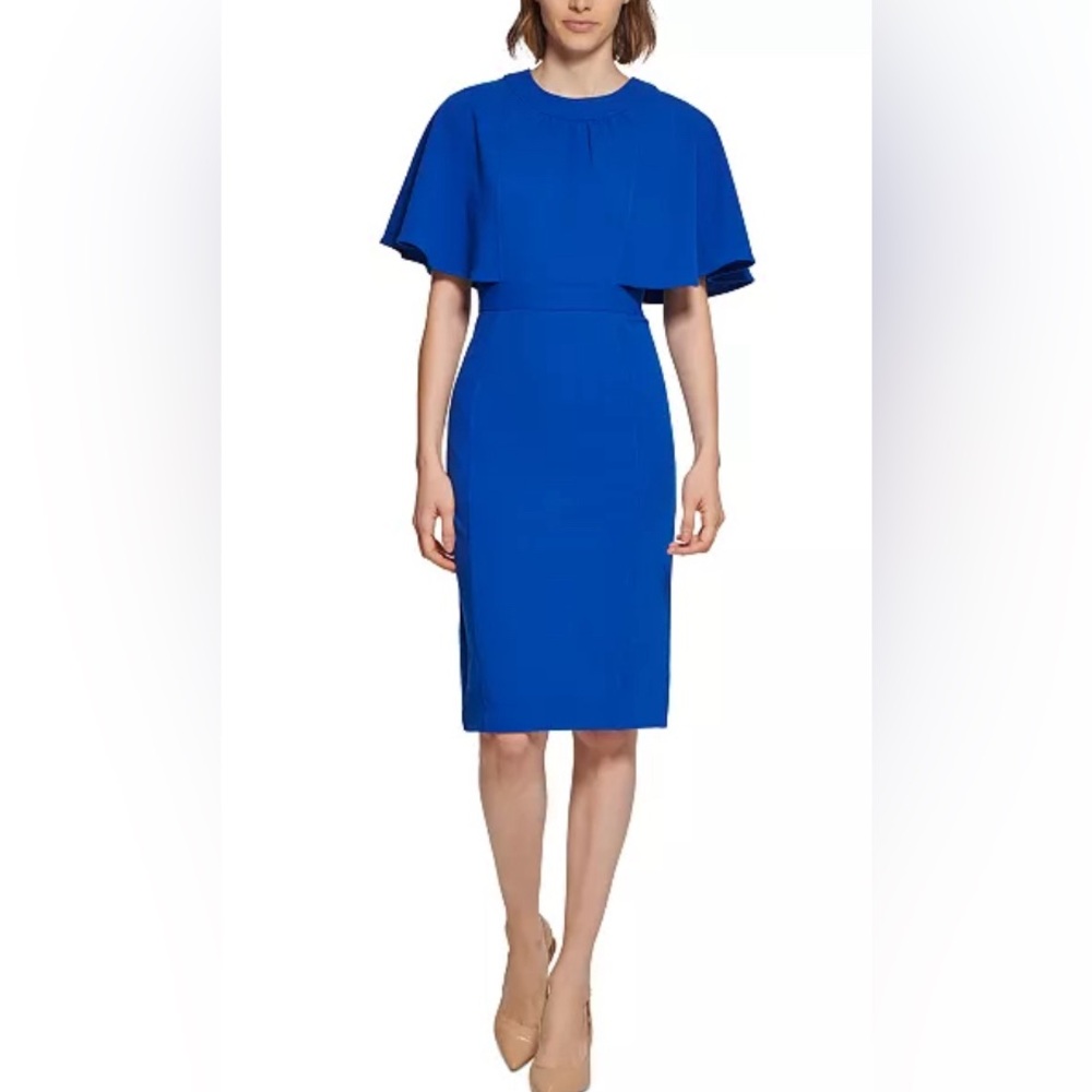 Calvin Klein Capelet-Sleeve Sheath Dress - Like New